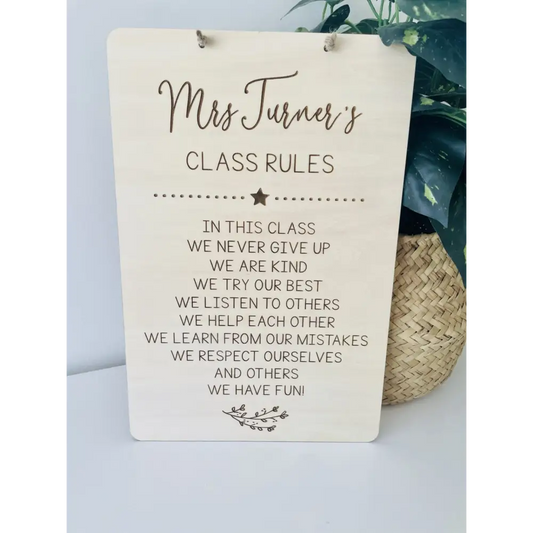 Teacher Class Rules Plaque