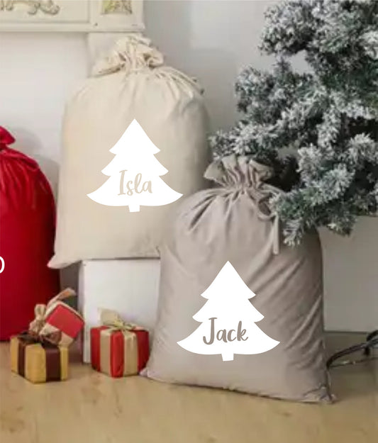 Personalised Velvet Santa Sack - Tree