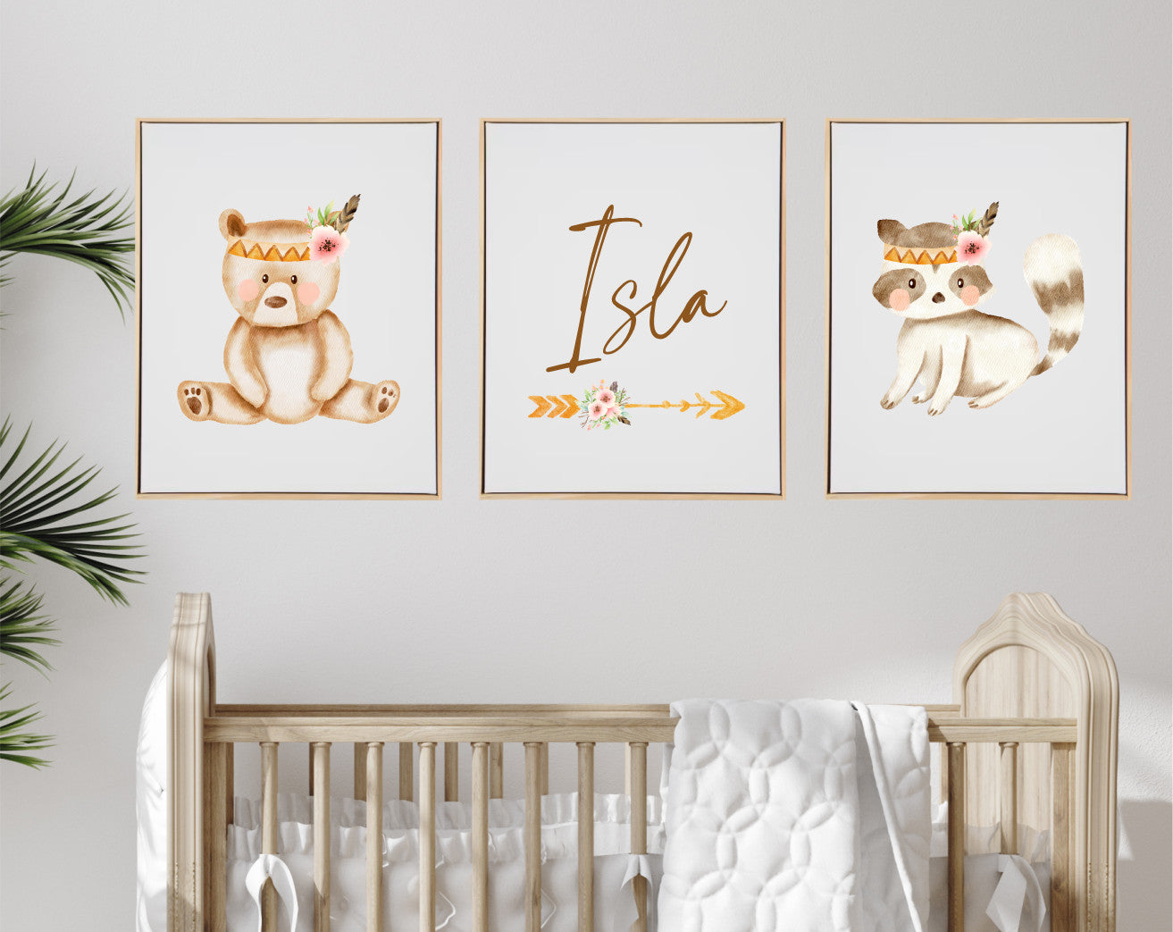 Personalised Tribal Animals Wooden Canvas Print Set