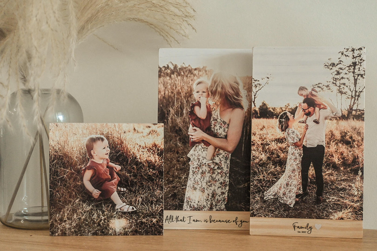 Rectangle Wood Photo Blocks - With Quote