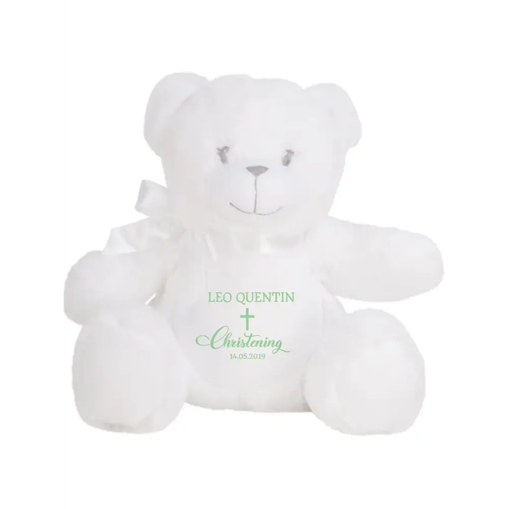 White Teddy Plush - Christening Bear